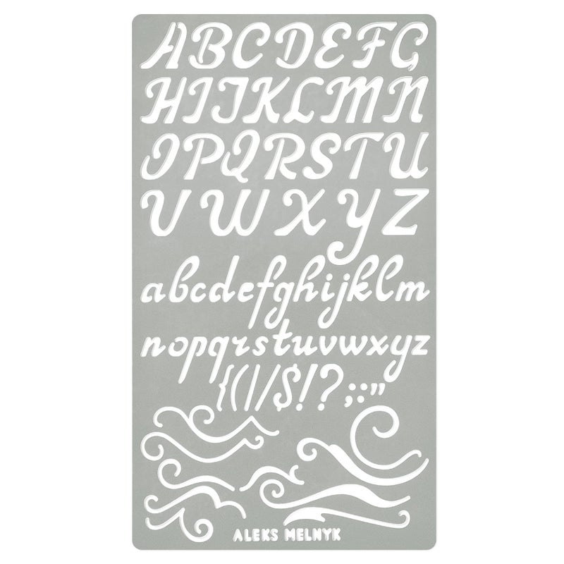 Aleks Melnyk No.34.2 Metal Wood Burning Alphabet and Number Stencil, Letter Template, Journal Stencil for Engraving Wood and Pattern, Bullet Journaling - Image 1